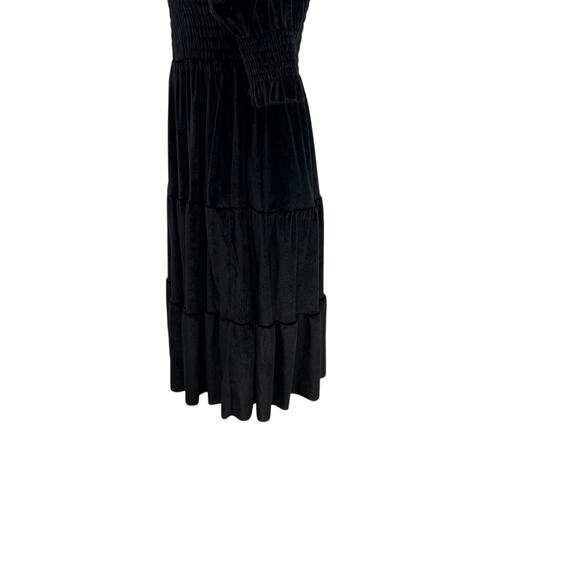 Baltic Born Bliss Smocked Velvet Dress Mini Tiered Black Size Medium - Picture 9 of 11